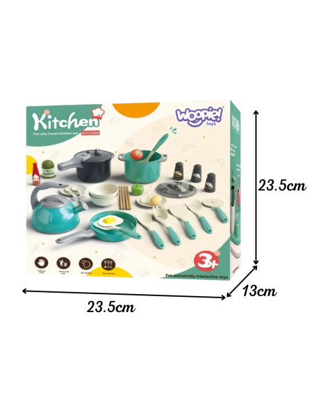 WOOPIE Zestaw Małego Kucharza Garnki Patelnia Czajnik Biały 32el.