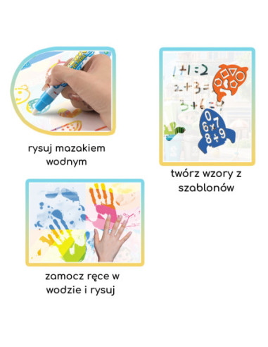 WOOPIE Mata Wodna do Malowania dla Dzieci z Dinozaurami + Akcesoria