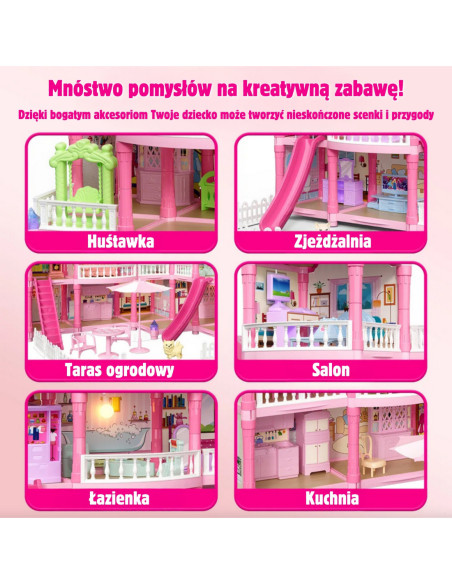 WOOPIE Domek dla Lalek Villa z Akcesoriami i Lalką 296el.