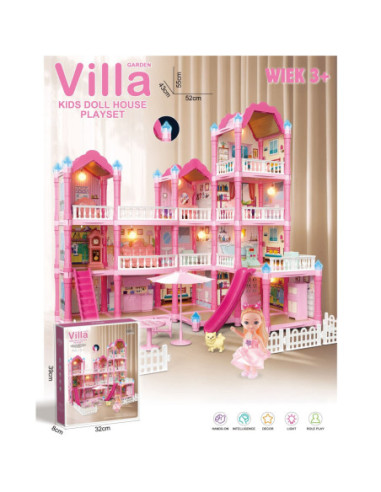 WOOPIE Domek dla Lalek Villa z Akcesoriami i Lalką 296el.