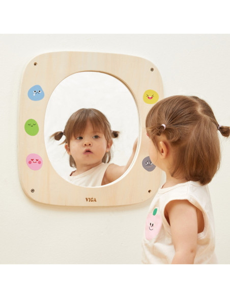 VIGA Drewniana Tablica z Lustrem i Emotkami Certyfikat FSC