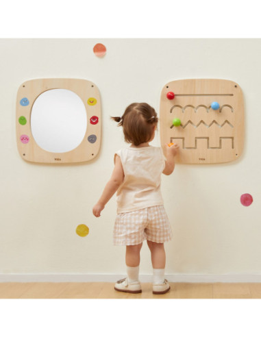 VIGA Drewniana Tablica z Lustrem i Emotkami Certyfikat FSC