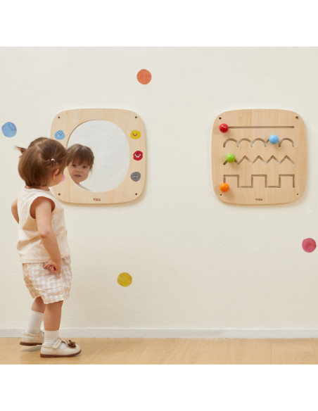 VIGA Drewniana Tablica z Lustrem i Emotkami Certyfikat FSC