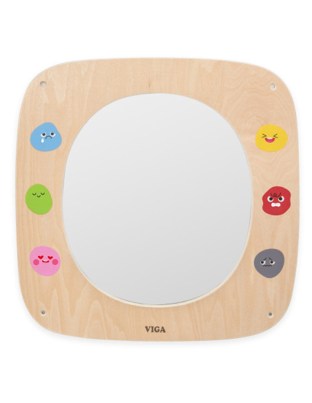 VIGA Drewniana Tablica z Lustrem i Emotkami Certyfikat FSC