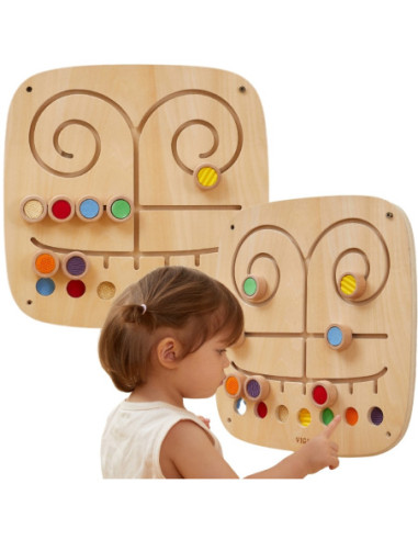 VIGA Drewniana Tablica Manipulacyjna Sensoryczna Labirynt Dotknij i Dopasuj