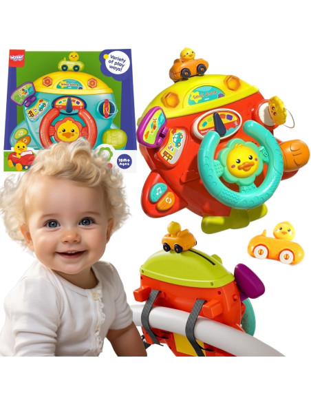 WOOPIE Interaktywna Kierownica Samolot Pojazd na Łózeczko Wózek Efekty 18m+