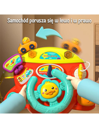 WOOPIE Interaktywna Kierownica Samolot Pojazd na Łózeczko Wózek Efekty 18m+