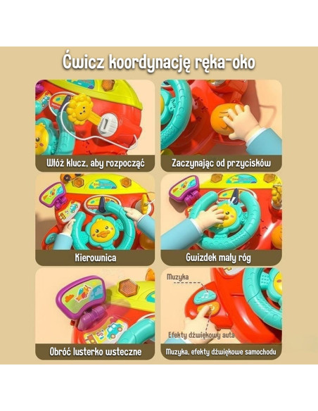 WOOPIE Interaktywna Kierownica Samolot Pojazd na Łózeczko Wózek Efekty 18m+