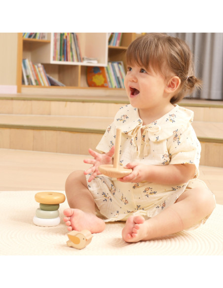 VIGA PolarB Drewniana Piramidka Edukacyjna - Ptaszek