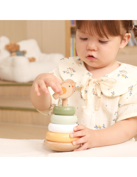 VIGA PolarB Drewniana Piramidka Edukacyjna - Ptaszek