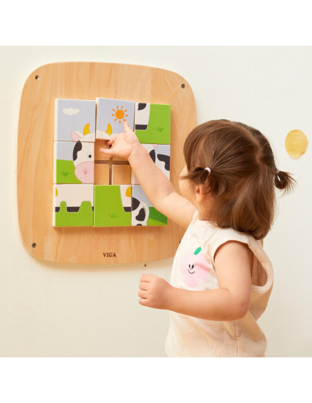VIGA Drewniana Tablica Manipulacyjna Sensoryczna Układanka Obrazkowa