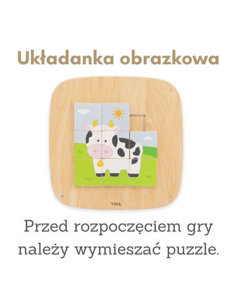 VIGA Drewniana Tablica Manipulacyjna Sensoryczna Układanka Obrazkowa