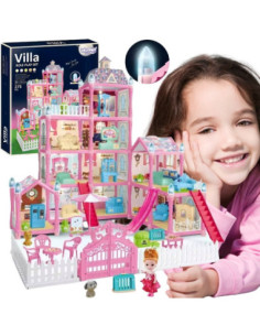 WOOPIE Domek dla Lalek Villa z Akcesoriami i Lalką Podświetlany 275el.