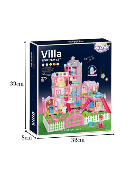 WOOPIE Domek dla Lalek Villa z Akcesoriami i Lalką Podświetlany 275el.