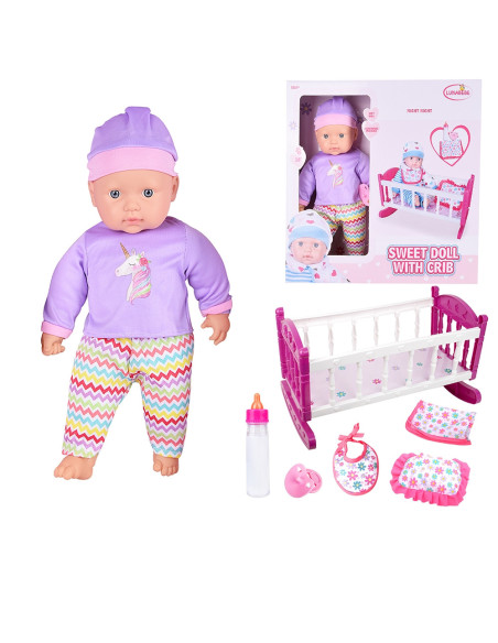 WOOPIE ROYAL Zestaw XL Opiekunka Lalka Jednorożec z Kołyską i Zestawem do Karmienia