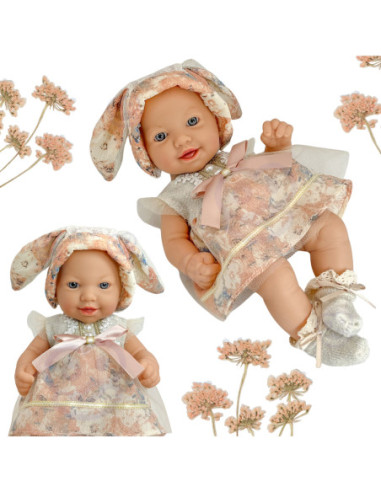 WOOPIE ROYAL Lalka Bobas 24 cm w Sukience i Czapeczce Króliczka