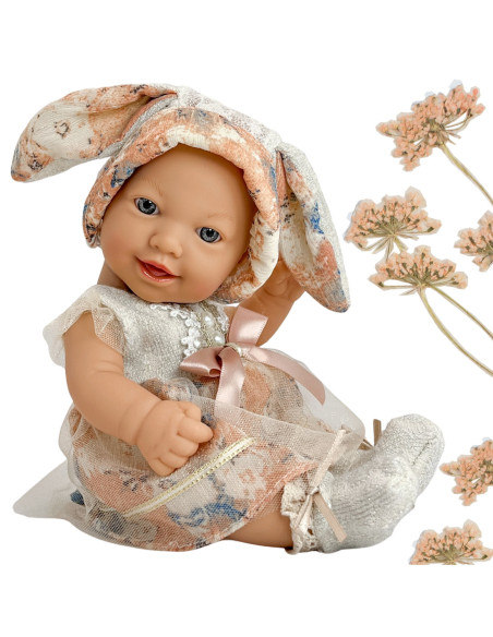 WOOPIE ROYAL Lalka Bobas 24 cm w Sukience i Czapeczce Króliczka