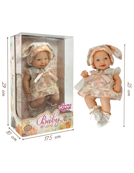 WOOPIE ROYAL Lalka Bobas 24 cm w Sukience i Czapeczce Króliczka
