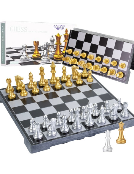 WOOPIE Szachy Magnetyczne Przenośne Złote Srebrne