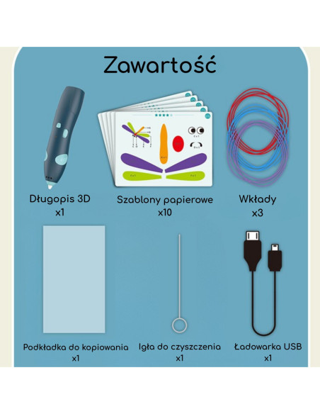 WOOPIE 3D Drukarka-Długopis Pen Bezpieczny Wkłady Usb
