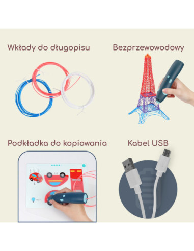 WOOPIE 3D Drukarka-Długopis Pen Bezpieczny Wkłady Usb