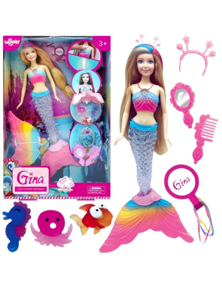 WOOPIE Lalka Syrenka Gina Magiczna Tęczowa z Akcesoriami