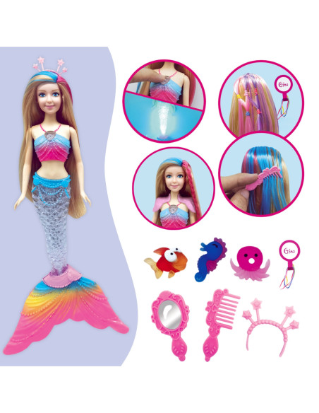 WOOPIE Lalka Syrenka Gina Magiczna Tęczowa z Akcesoriami