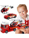 WOOPIE Zestaw Pojazdów Laweta Strażacka Helikopter Samochód Dźwięk Światła