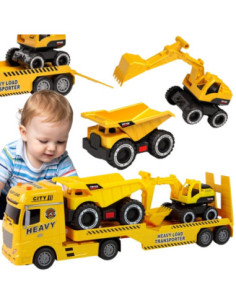 WOOPIE Samochód Laweta z Pojazdami Budowlanymi