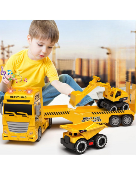 WOOPIE Samochód Laweta z Pojazdami Budowlanymi