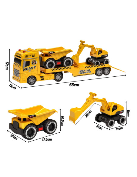 WOOPIE Samochód Laweta z Pojazdami Budowlanymi