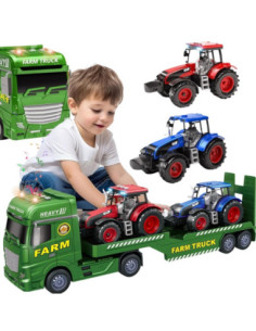 WOOPIE Car Tow Truck with Tractors Farm Lights Sounds
