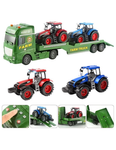 WOOPIE Samochód Laweta z Traktorami Farma Światła Dźwięki