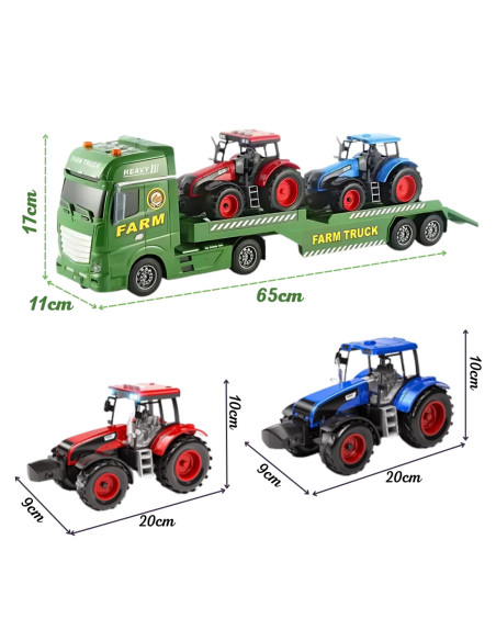 WOOPIE Samochód Laweta z Traktorami Farma Światła Dźwięki