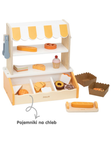 VIGA Drewniana Mini Piekarnia Sklepik Stragan z Wypiekami 16el.