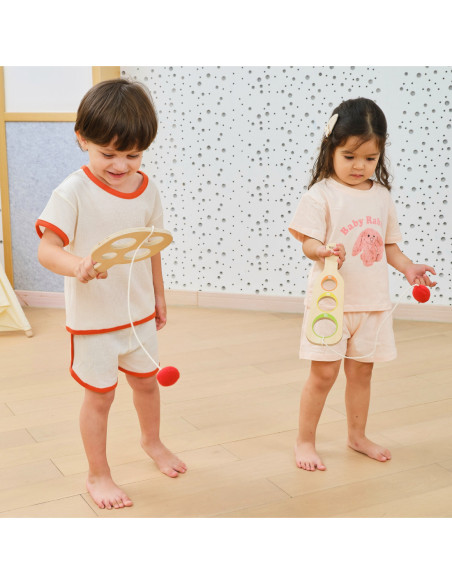 VIGA Drewniany Zestaw Palietek do Gry Złap Piłkę z Punktacją