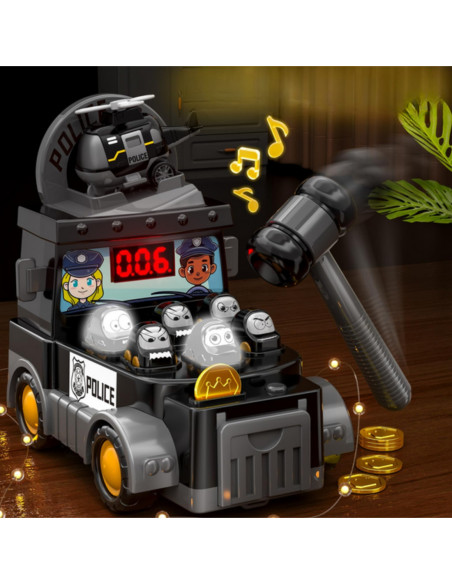 WOOPIE Gra Zręcznościowa Uderz Młotkiem Wbijak Wóz Policyjny z Akcesoriami