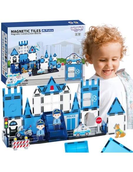 WOOPIE Klocki Magnetyczne 3D Zestaw Komisariat Policji 42el.