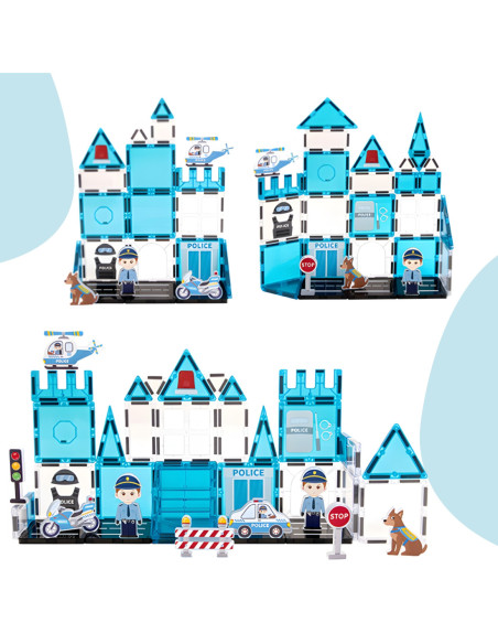 WOOPIE Klocki Magnetyczne 3D Zestaw Komisariat Policji 42el.