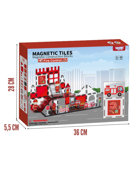 WOOPIE Klocki Magnetyczne 3D Zestaw Straż Pożarna 48el.