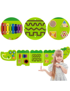 Edukatives Wand-Panel Krokodil VIGA – 5-in-1 Spiel & Lernen 2