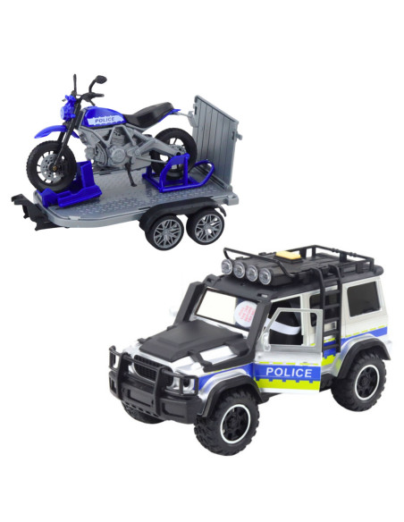 WOOPIE Zestaw Samochód Terenowy Policyjny z Przyczepą na Motocykl