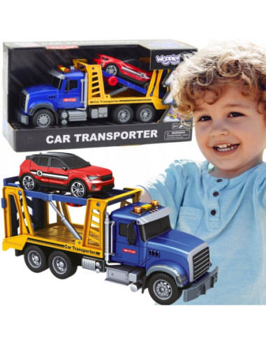 WOOPIE Laweta Ciężarówka Transporter Z Autkiem Światło Dźwięk Skala 1:14
