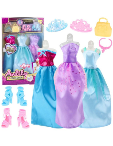 WOOPIE Zestaw Modowy Dla Lalek Sukienki Buty Biżuteria Akcesoria