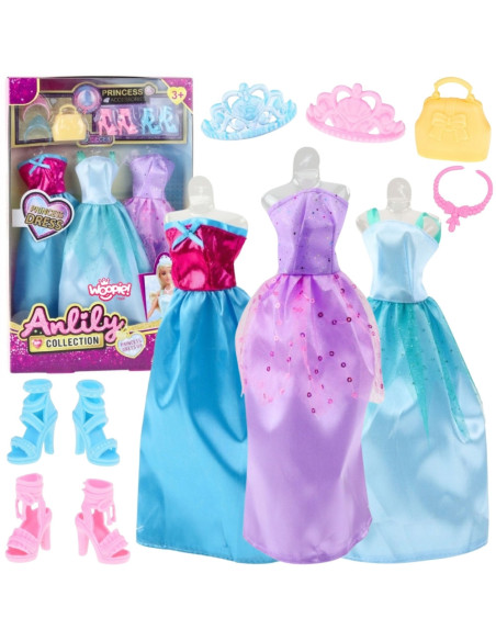 WOOPIE Zestaw Modowy Dla Lalek Sukienki Buty Biżuteria Akcesoria