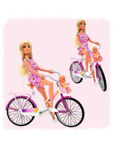 WOOPIE Lalka Mama Rowerzystka Bobas w Foteliku Rower