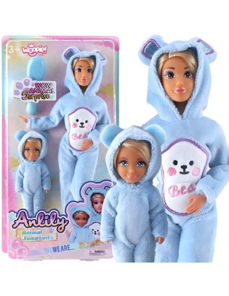 WOOPIE Lalki Kombinezony Niebieskie Misie Zestaw 2szt.