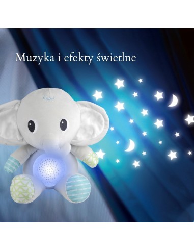 Słonik Projektor Przytulanka WOOPIE – Uspokajacz 12 Melodii 0+