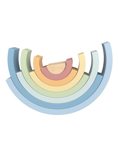Tooky Toy Rainbow - Wooden Montessori Puzzle Pastel Blocks