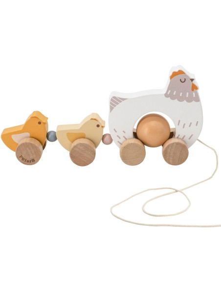VIGA PolarB Holz-Huhn mit Küken zum Ziehen